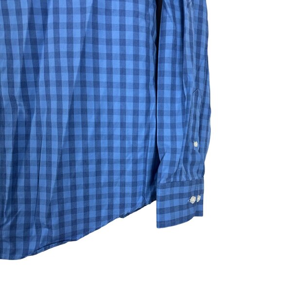 Egara Mens Non-Iron Blue Checkered Long Sleeve Shirt XL 100% Cotton - Picture 5 of 6